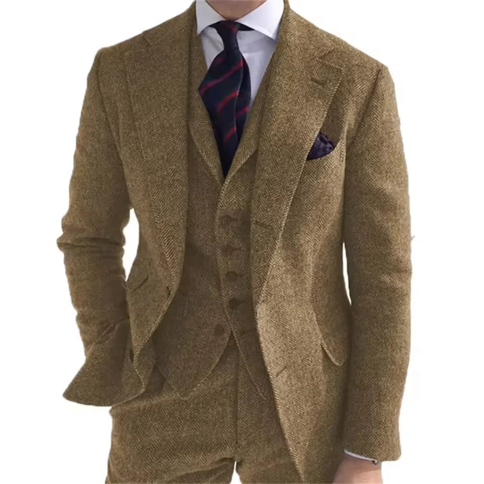Costume homme 3 pièces habillé à chevrons – CLEVI Paris