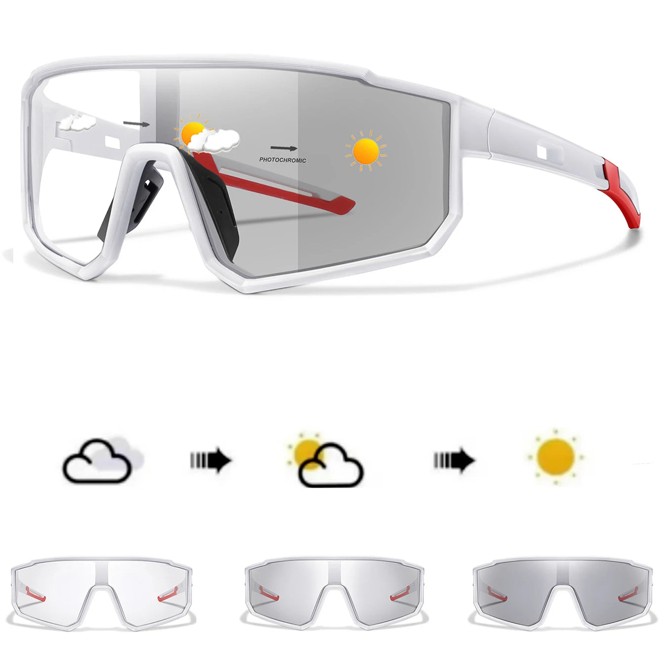 Lunettes Photochromiques Sport – Vélo VTT Running Pêche Mixte Coupe-Vent