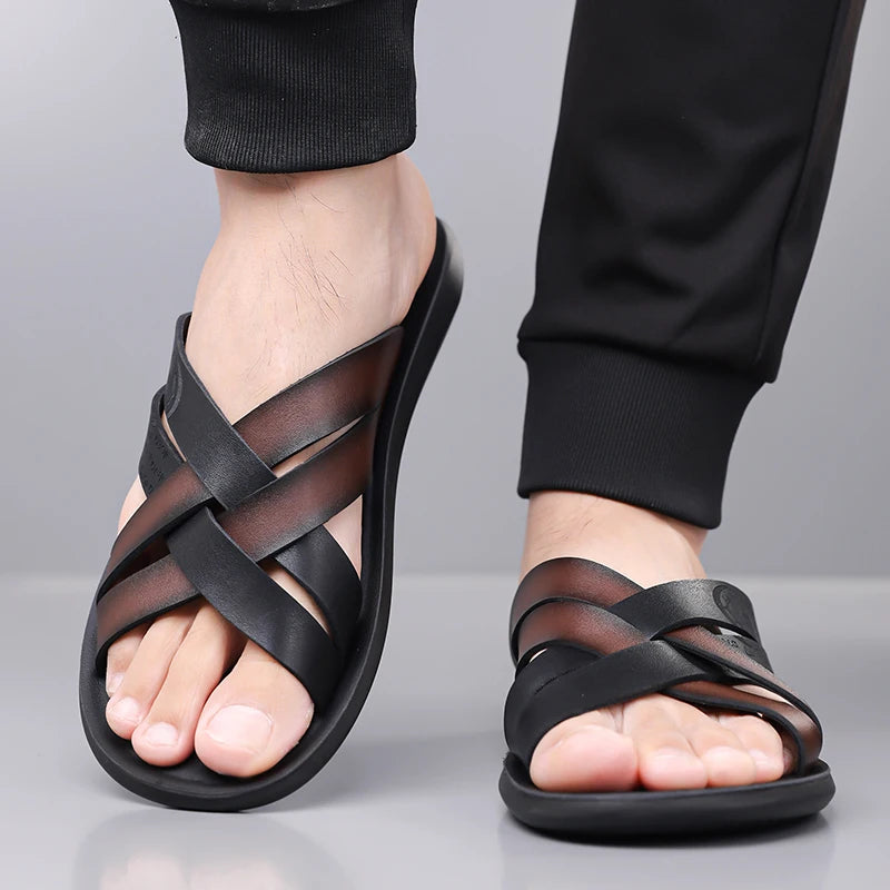 Sandales Homme Été – Bride Simple, Semelle Douce, Antidérapantes, Style Street | Blanc, Bleu ou Chocolat