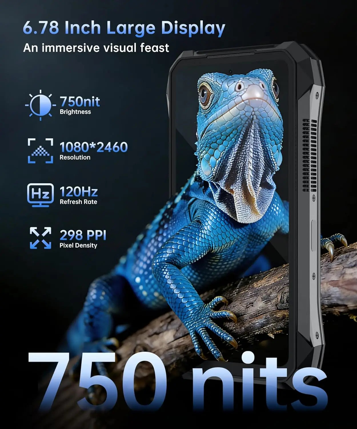 8849 Tank X Smartphone Rugged 5G Projecteur 220lm 1080P Dimensity 8200 17600mAh Android 15 IP68 – CLEVI Paris
