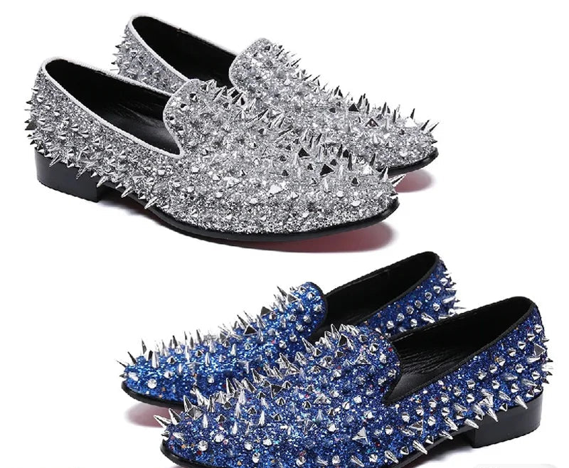 Loafers Homme Clous Spikes Cuir Véritable Slip-On Bout Pointu Luxe Mariage 5 Coloris – CLEVI Paris