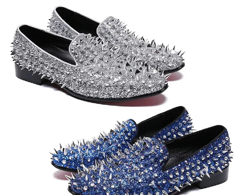 Loafers Luxe Homme Cuir Véritable Spikes Argentés & Dorés Slip-On – 14 Coloris, Tailles EU37-48 – CLEVI Paris