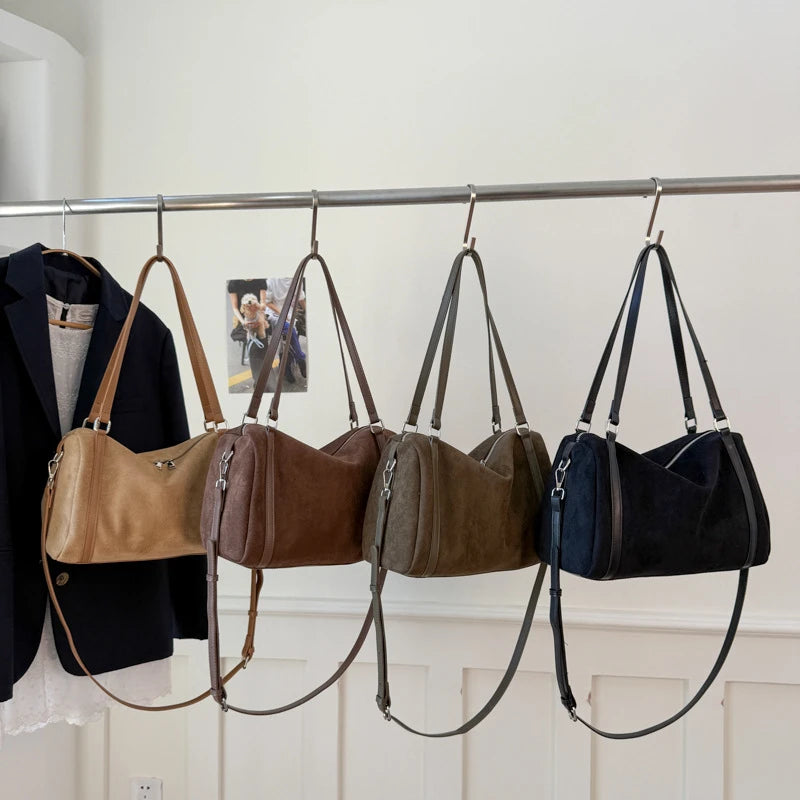 Sac À Main Femme Vintage Forme Coussin Faux Suède Fermeture Zippée – CLEVI Paris