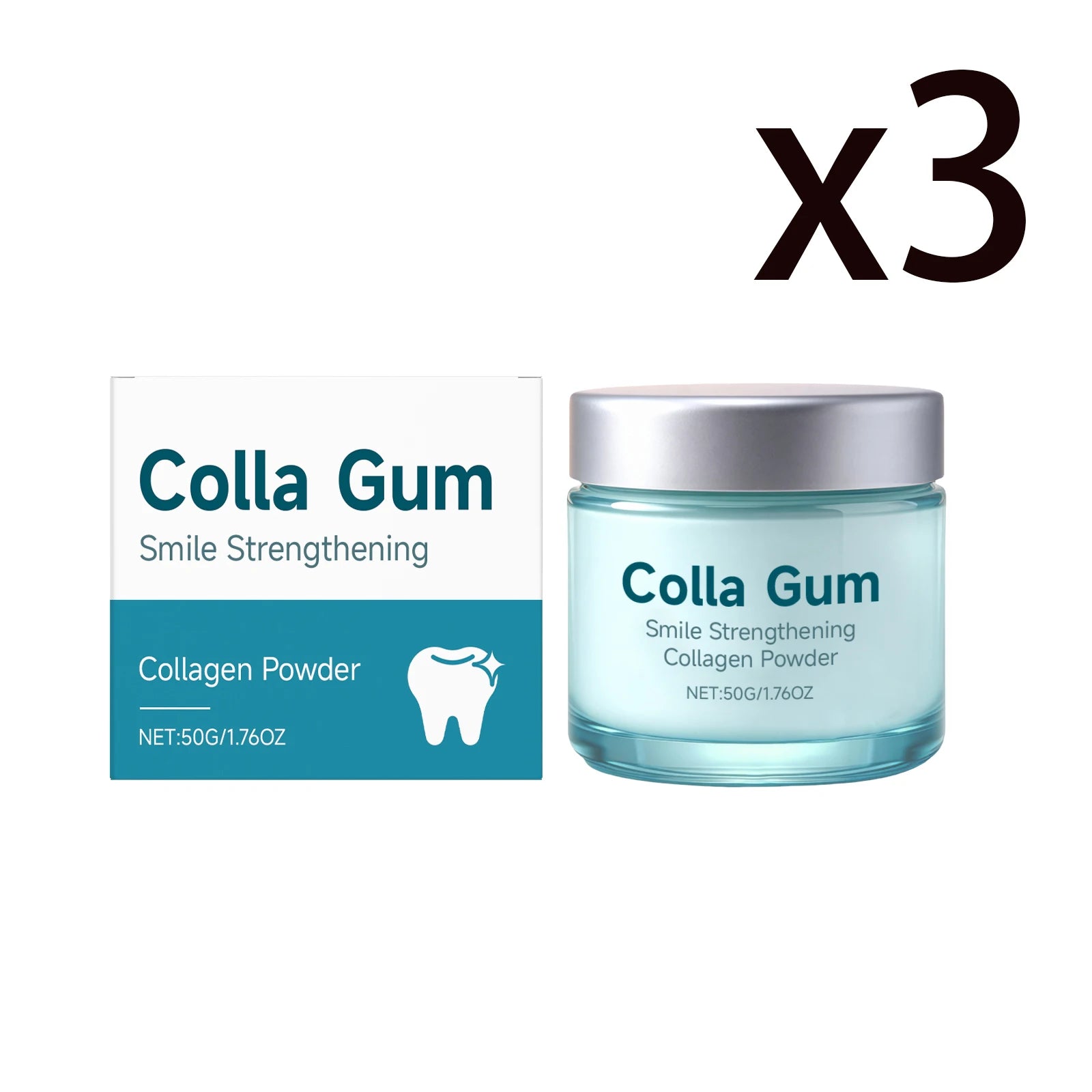 Poudre Dentaire au Collagène – Blanchiment, Soin des Gencives & Haleine Fraîche 50g