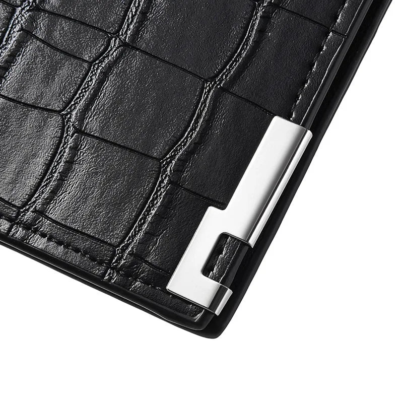 Portefeuille Long Homme PU Motif Crocodile Ultra-Plat Business Luxe 2 Coloris – CLEVI Paris
