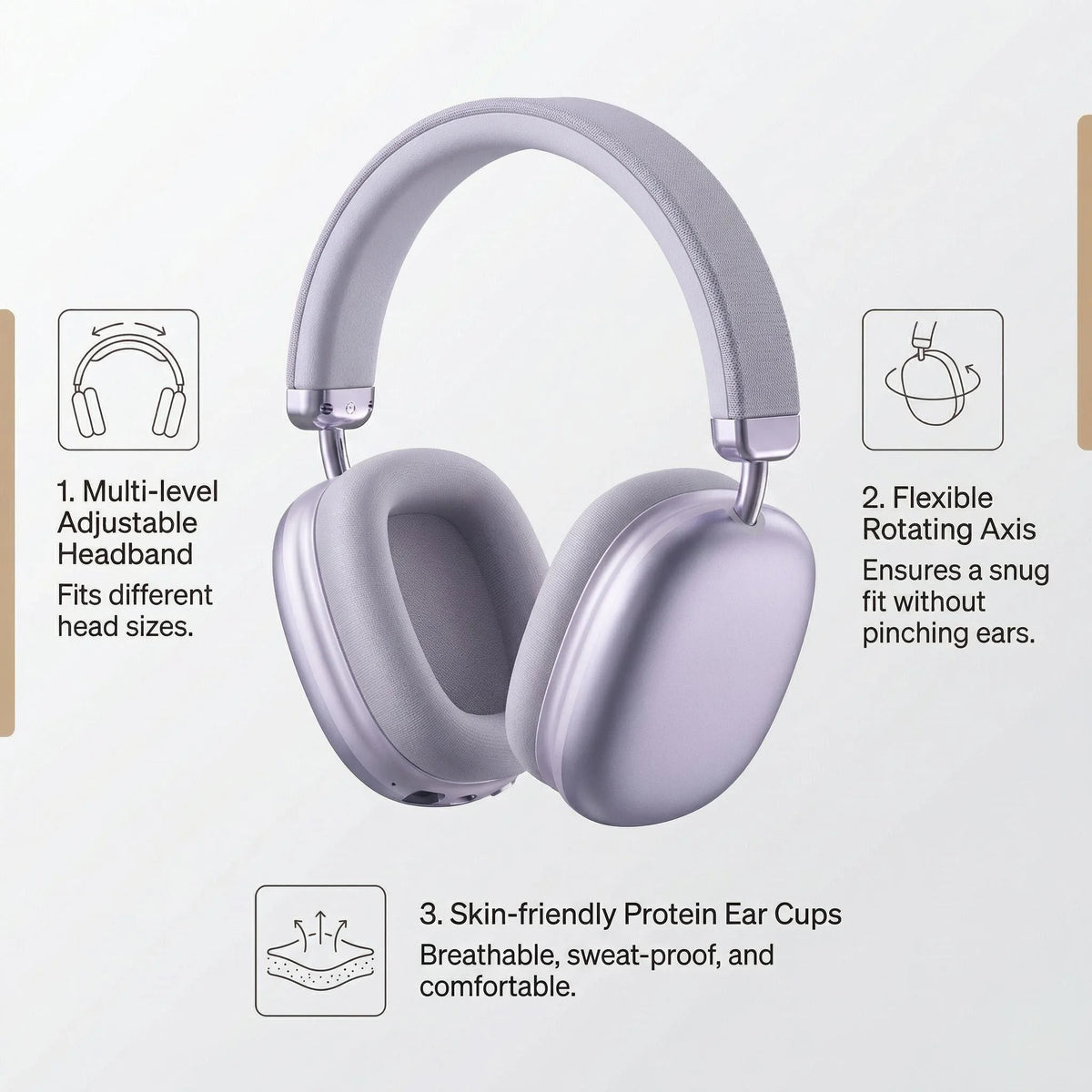 Casque EOENKK Circum-Auriculaire Tissu Bluetooth 5.3 ANC HiFi – CLEVI Paris