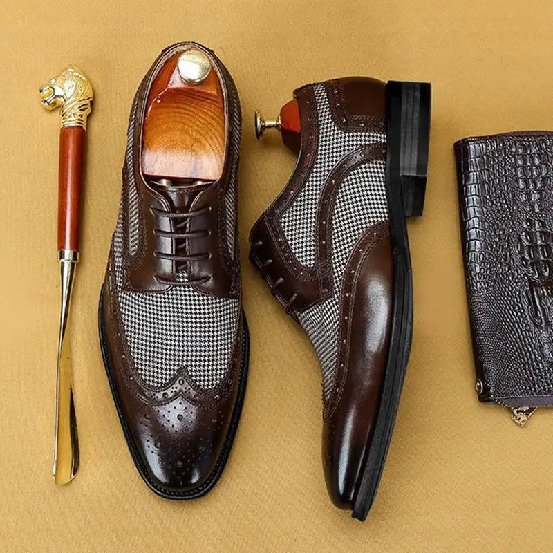 Oxford Brogue Homme Lacets – Style Italien Mariage & Fête, 4 Coloris, Grande Taille EU 38-48 – CLEVI Paris