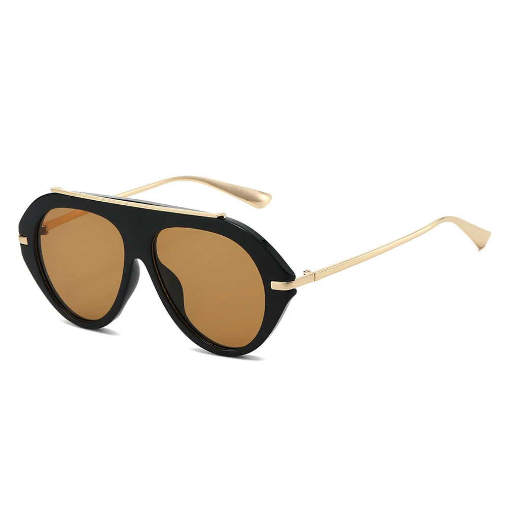 Lunettes de Soleil Oversize Pilot Rétro 70s Monture Métal Dorée UV400 Unisexe – CLEVI Paris