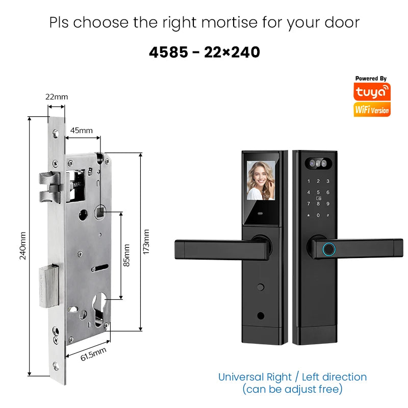 Serrure Connectée Catchface – Reconnaissance Faciale, Caméra, Écran, Tuya WiFi, 7 Modes