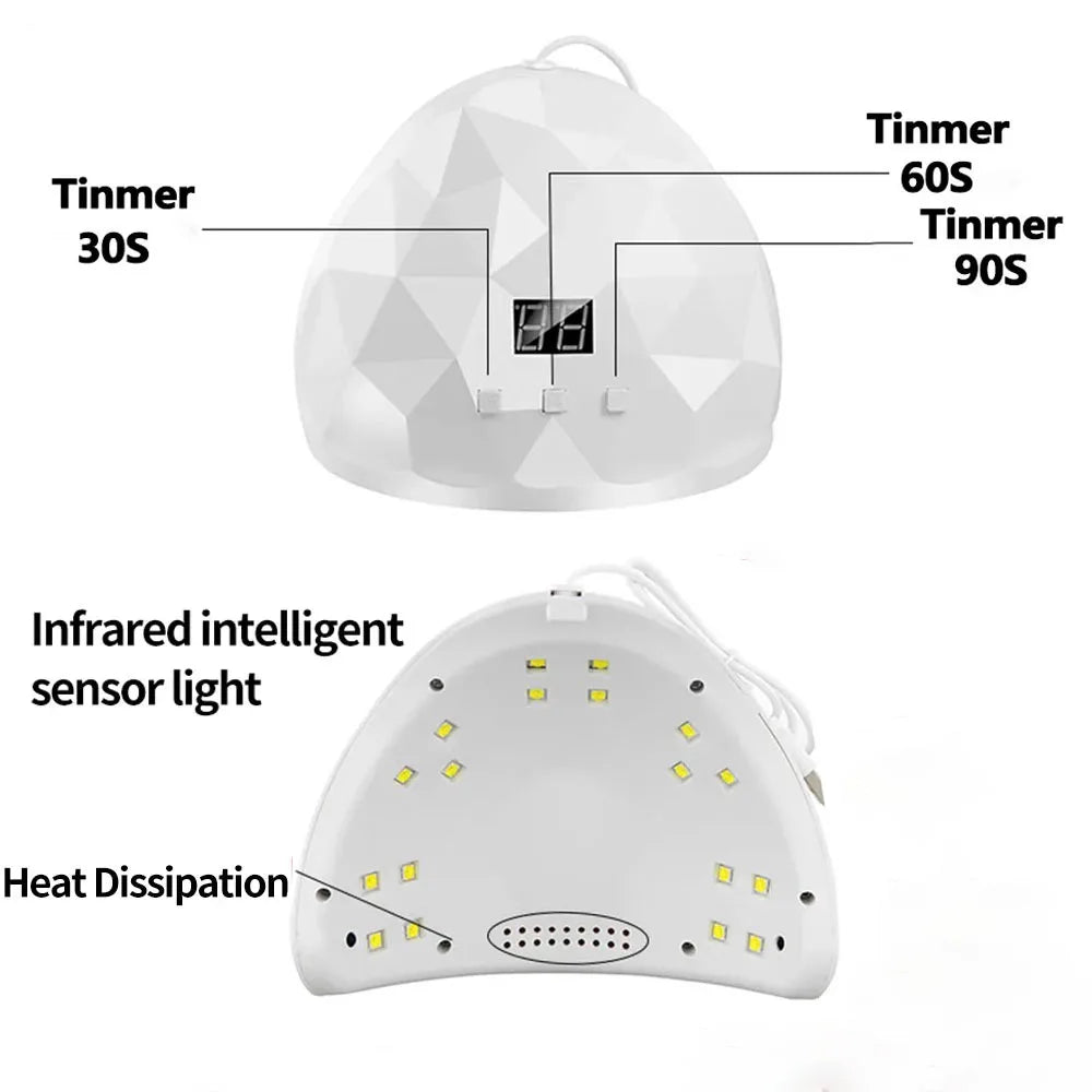 Lampe UV LED 88W Ongles Gel — 18 LEDs, Minuterie 60/80/99s, Protection Yeux | CLEVI Paris