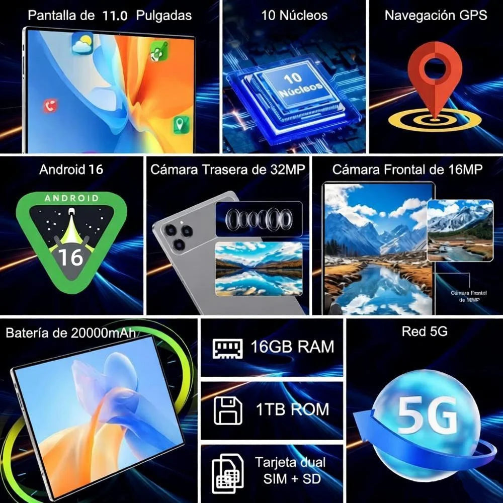 Tablette Pad 17 Pro 11" – Android 16, 12-22Go RAM, 512Go-2To, 5G, Écran 2K, Batterie 20000mAh – CLEVI Paris
