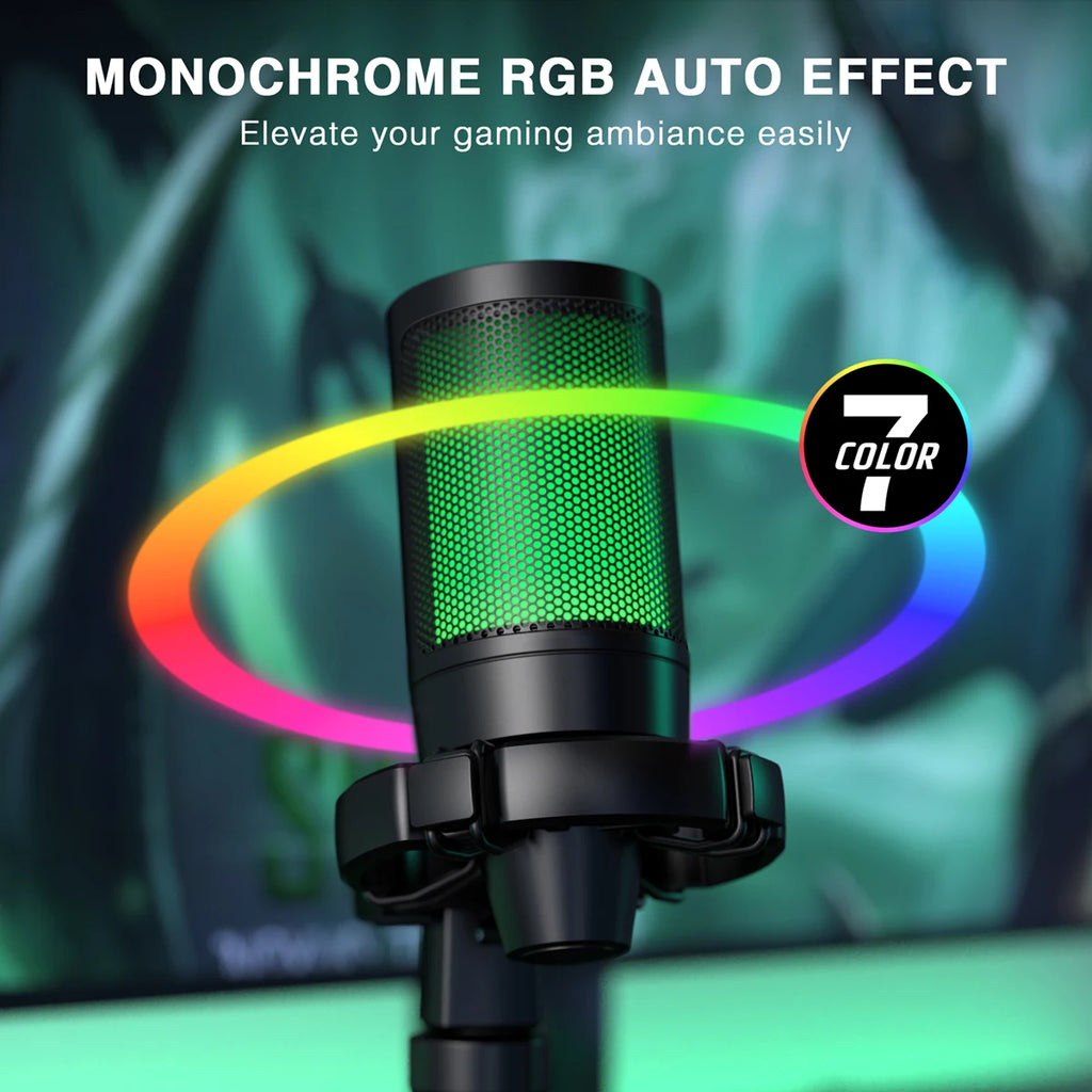 Microphone USB Gaming FIFINE AmpliGame A2 — RGB, Condensateur Cardioïde, Mute Tactile, Trépied | CLEVI Paris