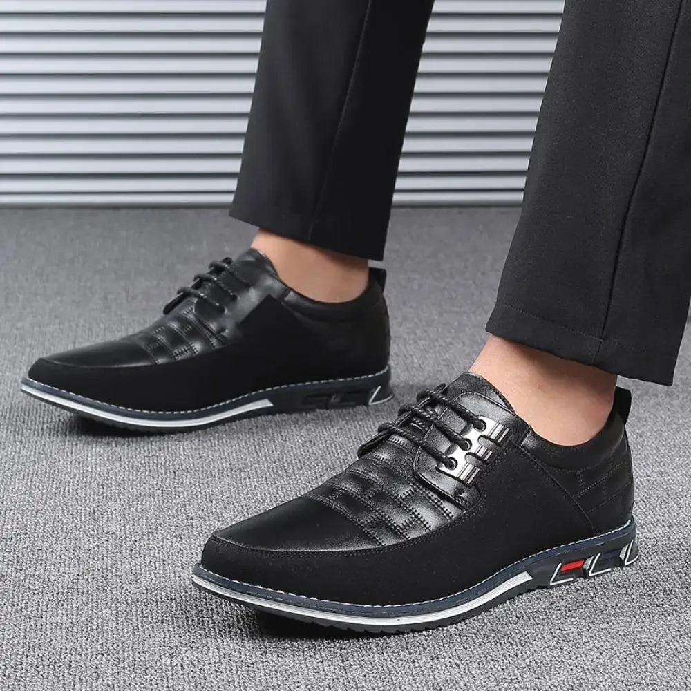 Sneakers Homme Casual Lacets – Cuir PU, Semelle Rehaussante, Grande Taille EU 38-50 – CLEVI Paris