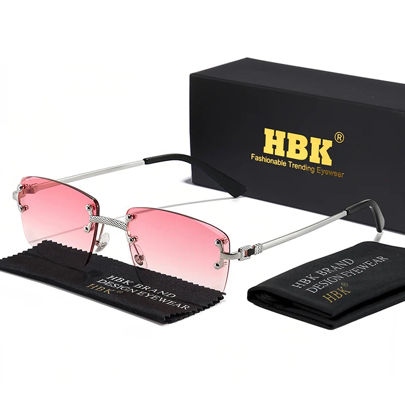 Lunettes de Soleil Carrées Sans Monture Femme HBK – Verres Dégradés UV400 – CLEVI Paris