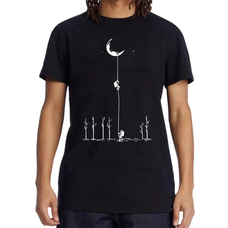 T-Shirt Homme Imprimé Astronaute Hip-Hop Coupe Loose Col Rond 11 Coloris – CLEVI Paris