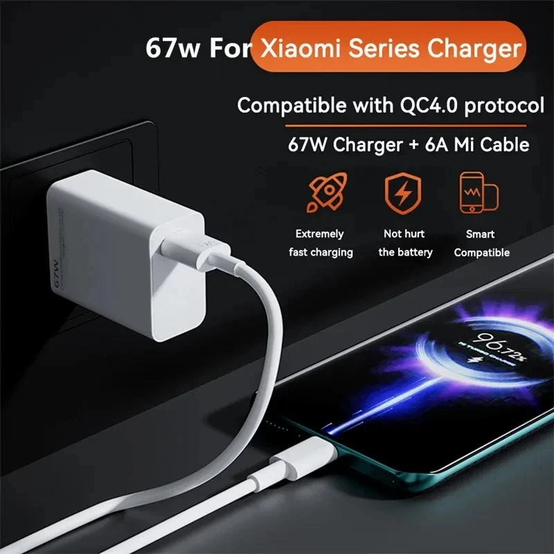 Chargeur Rapide 67W USB-C 6A Xiaomi Redmi POCO – CLEVI Paris