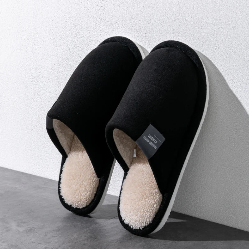 Chaussons d'Hiver Homme Antidérapants – Semelle EVA, Doublure Peluche & Confort Plat