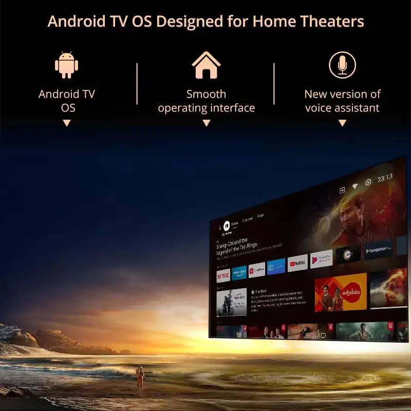 Voxflix M25 Projecteur Android TV 9.0 1080P 4K 2800 Lumens Correction Électronique Mode Jeu Recherche Vocale – CLEVI Paris