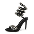 Sandales Gladiateur Talon Aiguille Cristaux Luxe Femme Mariage – CLEVI Paris