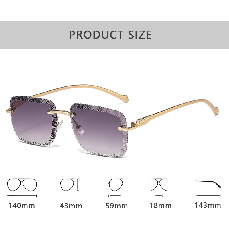Lunettes de Soleil Rimless Léopard Miroir Vintage Élégantes Femme – CLEVI Paris
