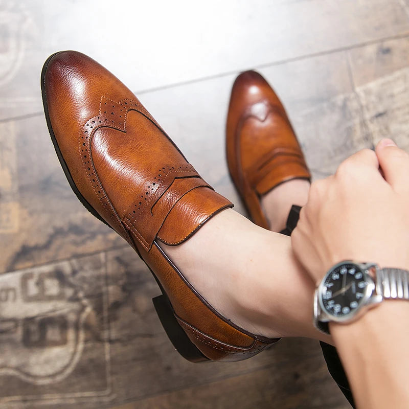 Mocassin Brogue Homme Cuir Véritable – Chaussure de Conduite Mariage Mode – CLEVI Paris