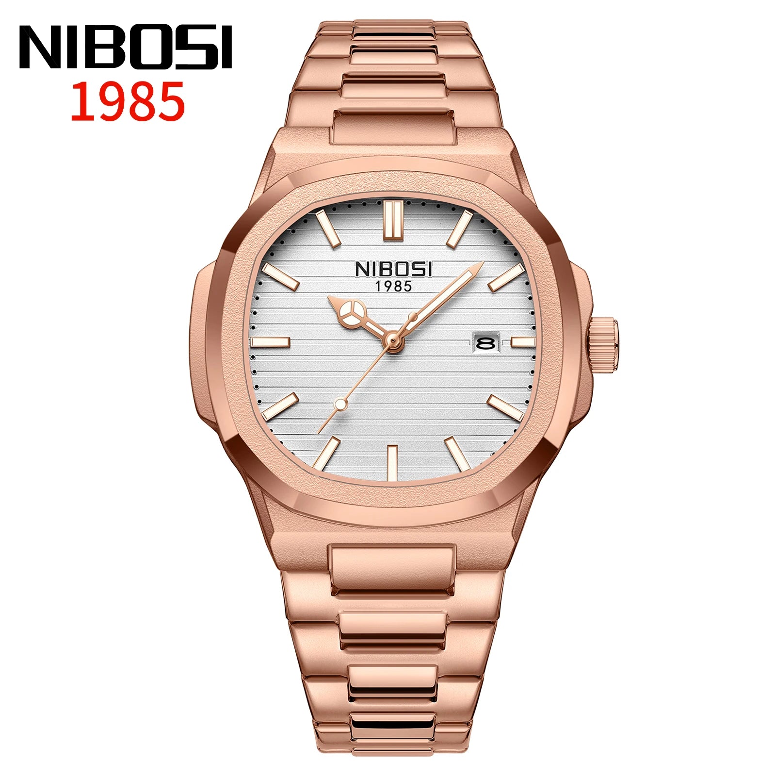Montre NIBOSI 2632 – Quartz Sport, Boîtier Carré Alliage, Bracelet Acier Inoxydable, Étanche 3 ATM – CLEVI Paris