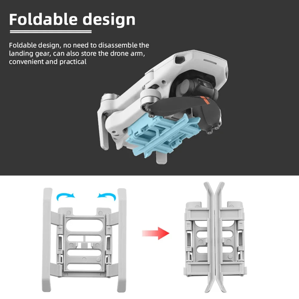 Train d'Atterrissage Pliable pour DJI Mini SE, Mini 2, Mini 4K & Mavic Mini – +15 mm, Protection Gimbal – CLEVI Paris