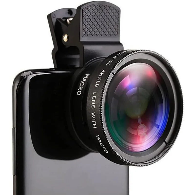 Kit Objectifs 2-en-1 Smartphone – Grand Angle 0,45x & Macro, Clip Universel, Compatible iPhone & Android – CLEVI Paris