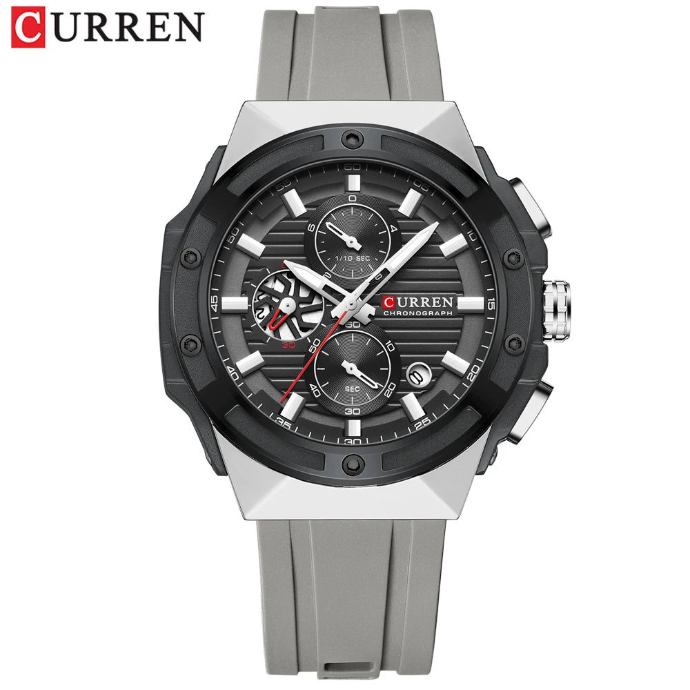CURREN Montre Quartz Homme Chronographe Silicone Lumineux 45mm Sport – CLEVI Paris