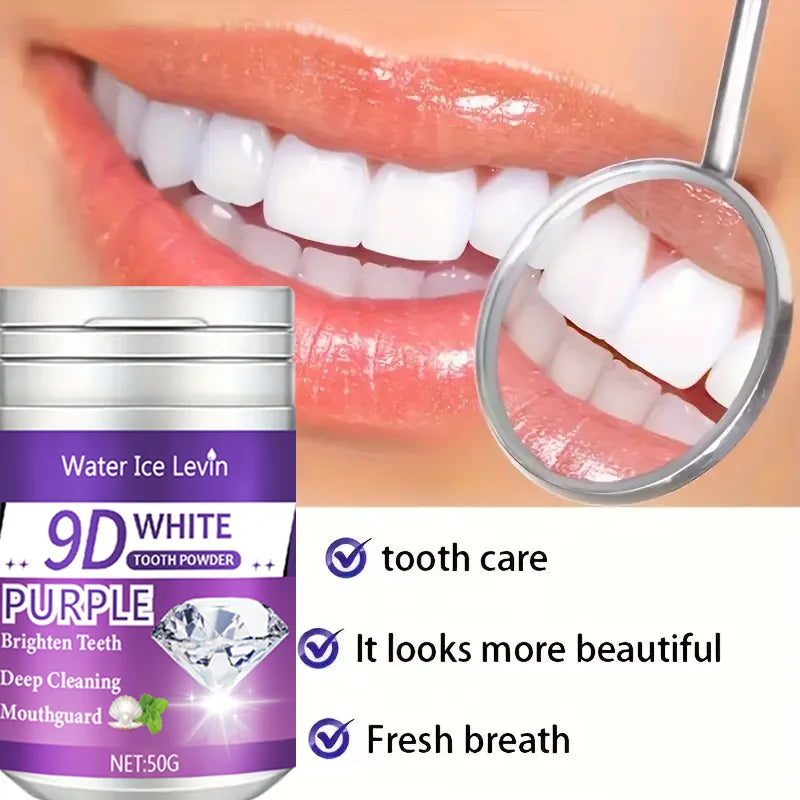 Poudre Dentifrice Blanchissante 9D White | Formule Violette & Haleine Fraîche