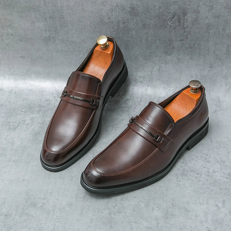 Mocassins Loafers Cuir Homme Bout Rond Slip-On | Noir Marron EU 38-46