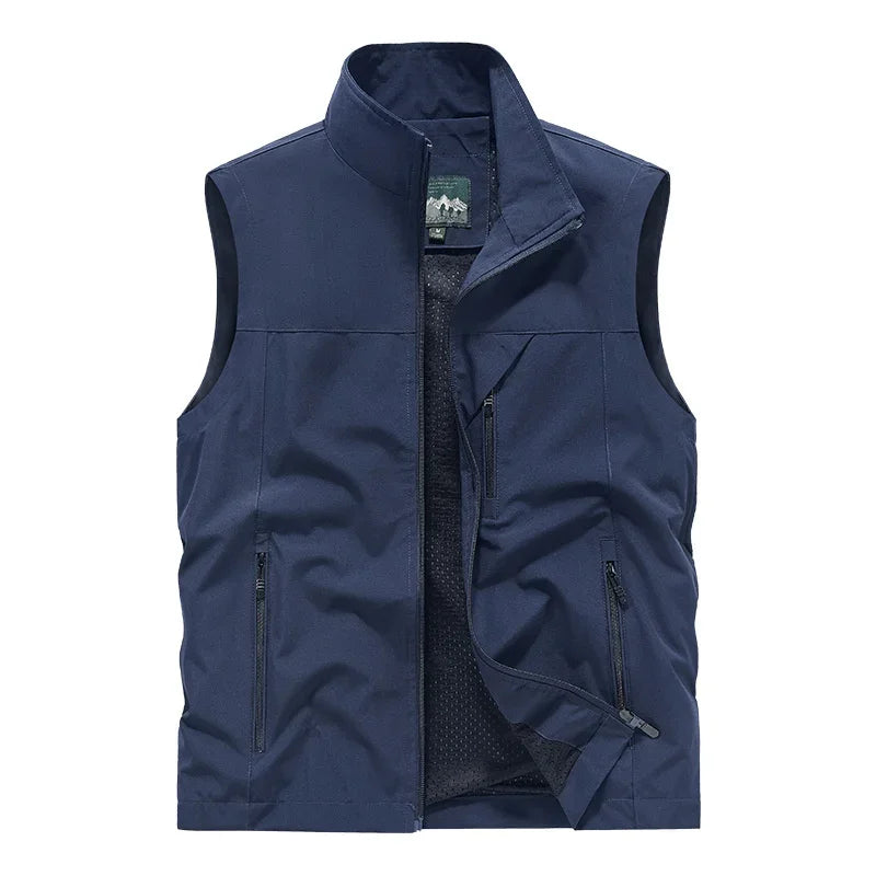Gilet Sans Manches Homme Col Mandarin Zippé – CLEVI Paris