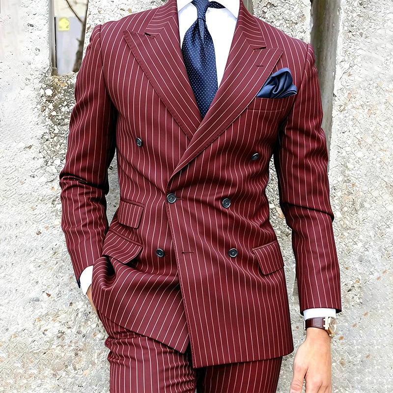 Costume 2 Pièces Homme Double Boutonnage Revers Pointu Slim Fit – CLEVI Paris