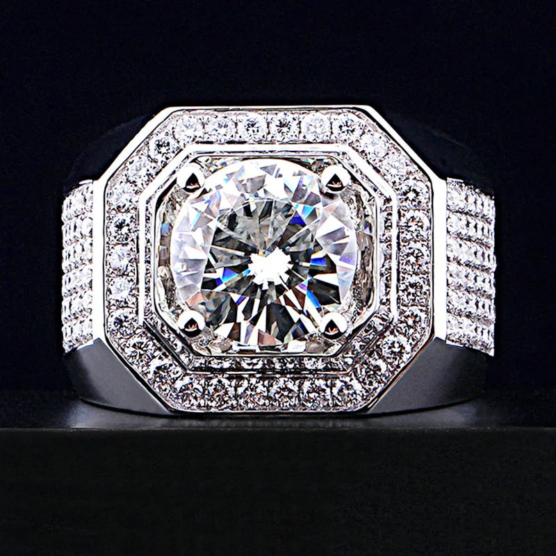 Bague Homme Pierre Ronde VVS1 Sertie Griffes – CLEVI Paris