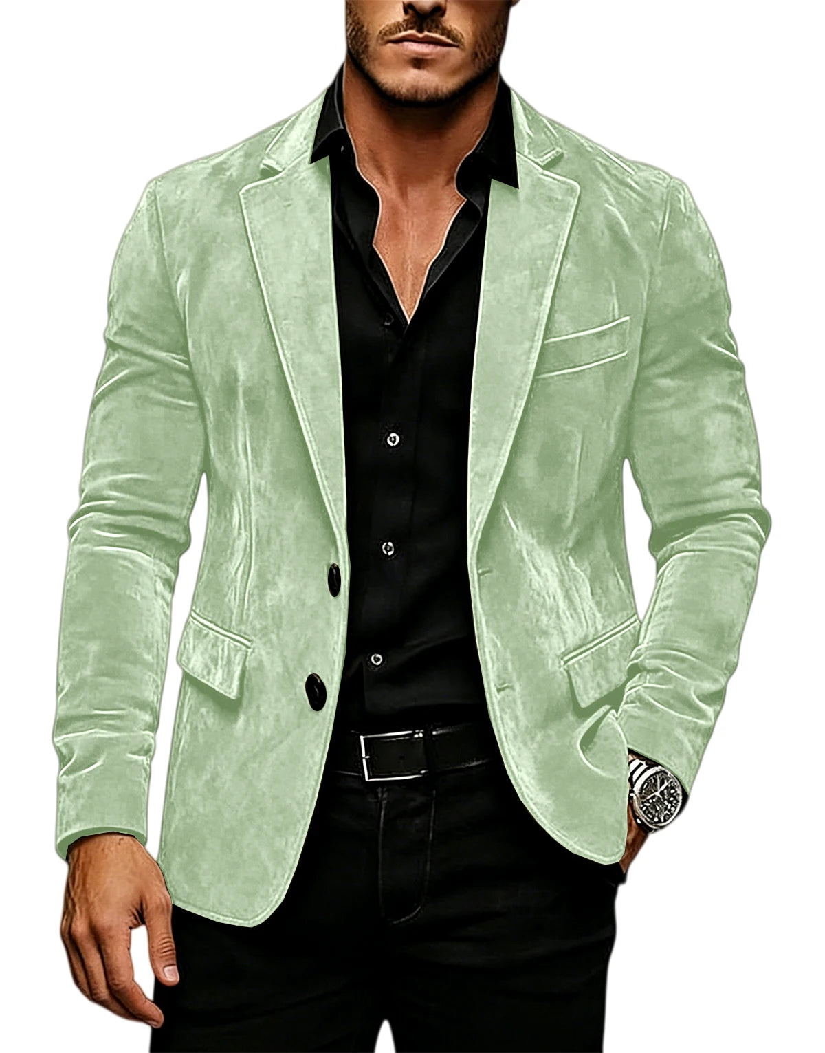Blazer homme en velours effet suédé 2 boutons – CLEVI Paris