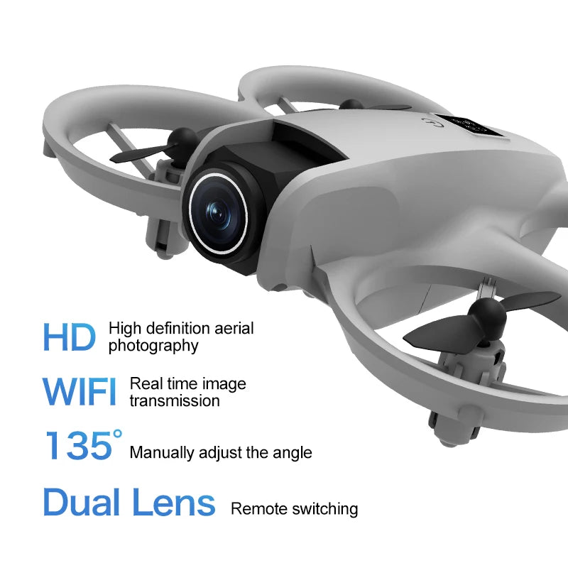 Mini Drone T3 8K Double Caméra FPV WiFi – Caméra Réglable 180°, Zoom 50x, Positionnement Optique & LED – CLEVI Paris