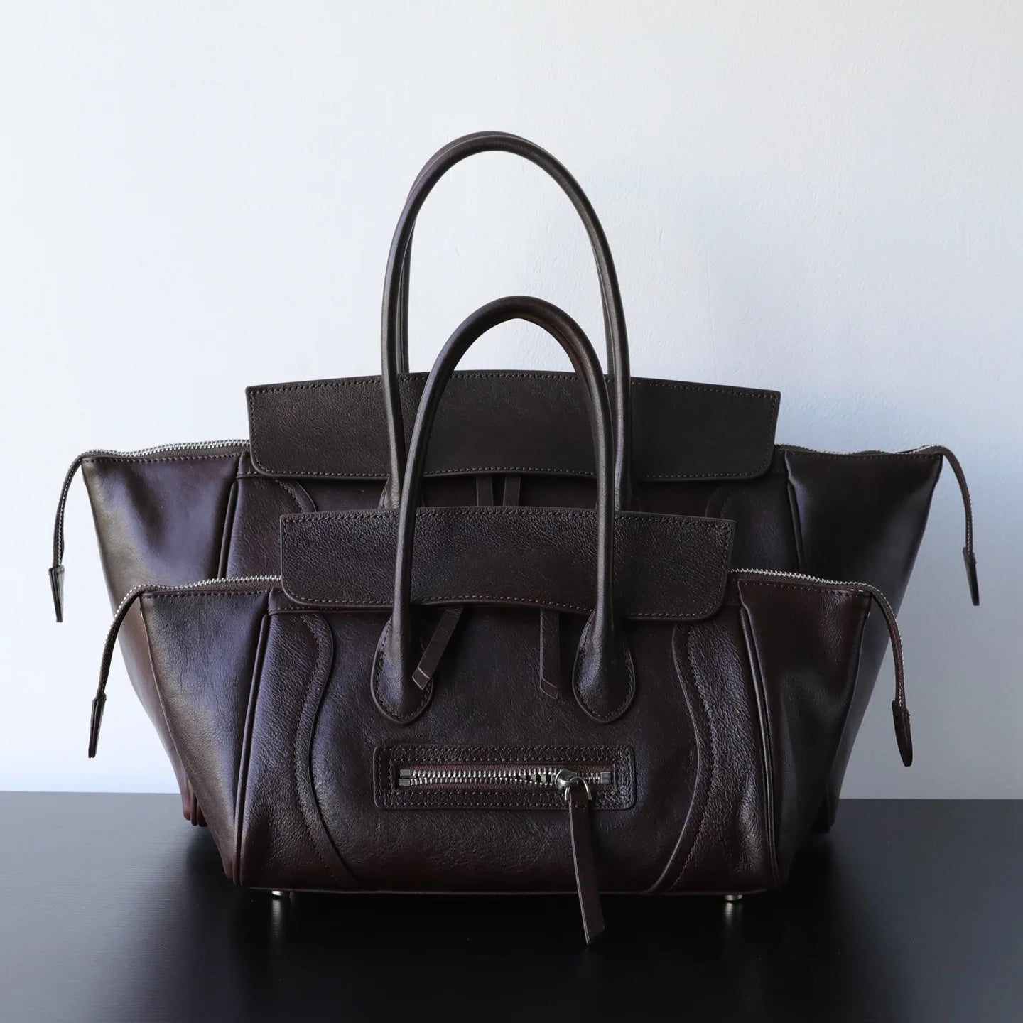 Boston Bag Cuir Véritable Femme Poche Zippée 2 Tailles – CLEVI Paris