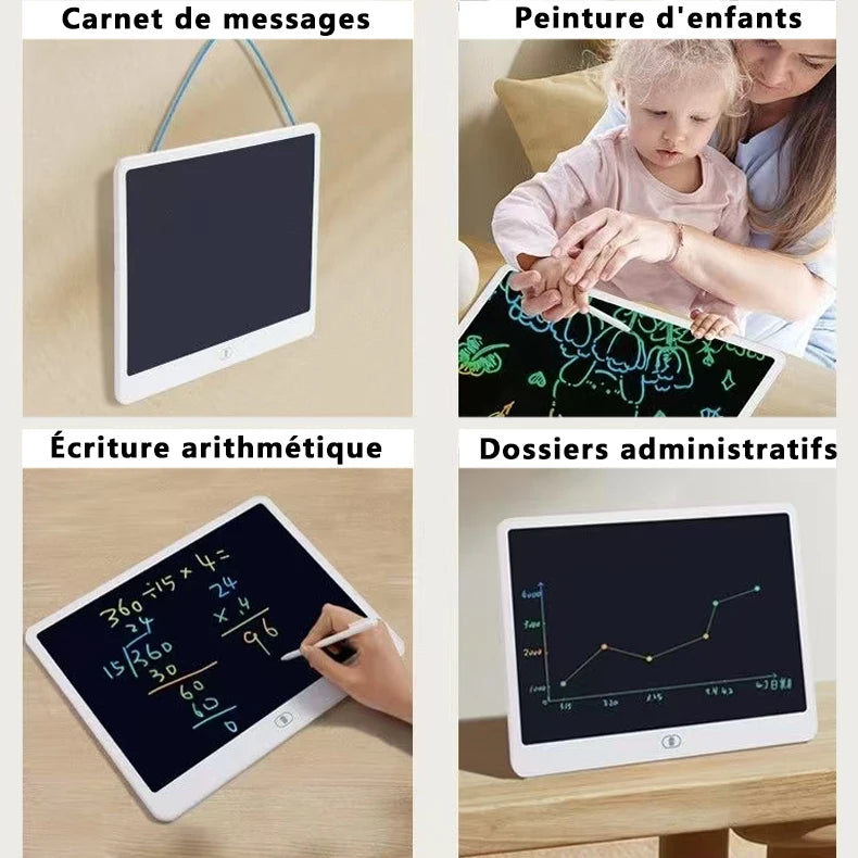 Ardoise LCD Enfants 10" & 16" – Dessin & Écriture, Effaçable, Jouet Éducatif 3-12 ans – CLEVI Paris