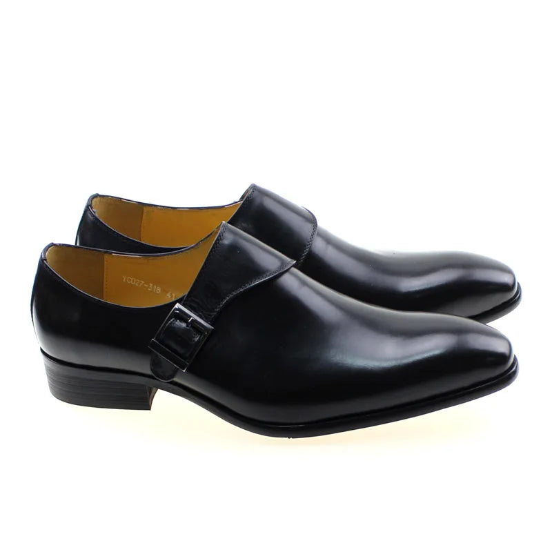 Monk Strap Homme Cuir Véritable Boucle Bout Pointu Business Formel 2 Coloris – CLEVI Paris