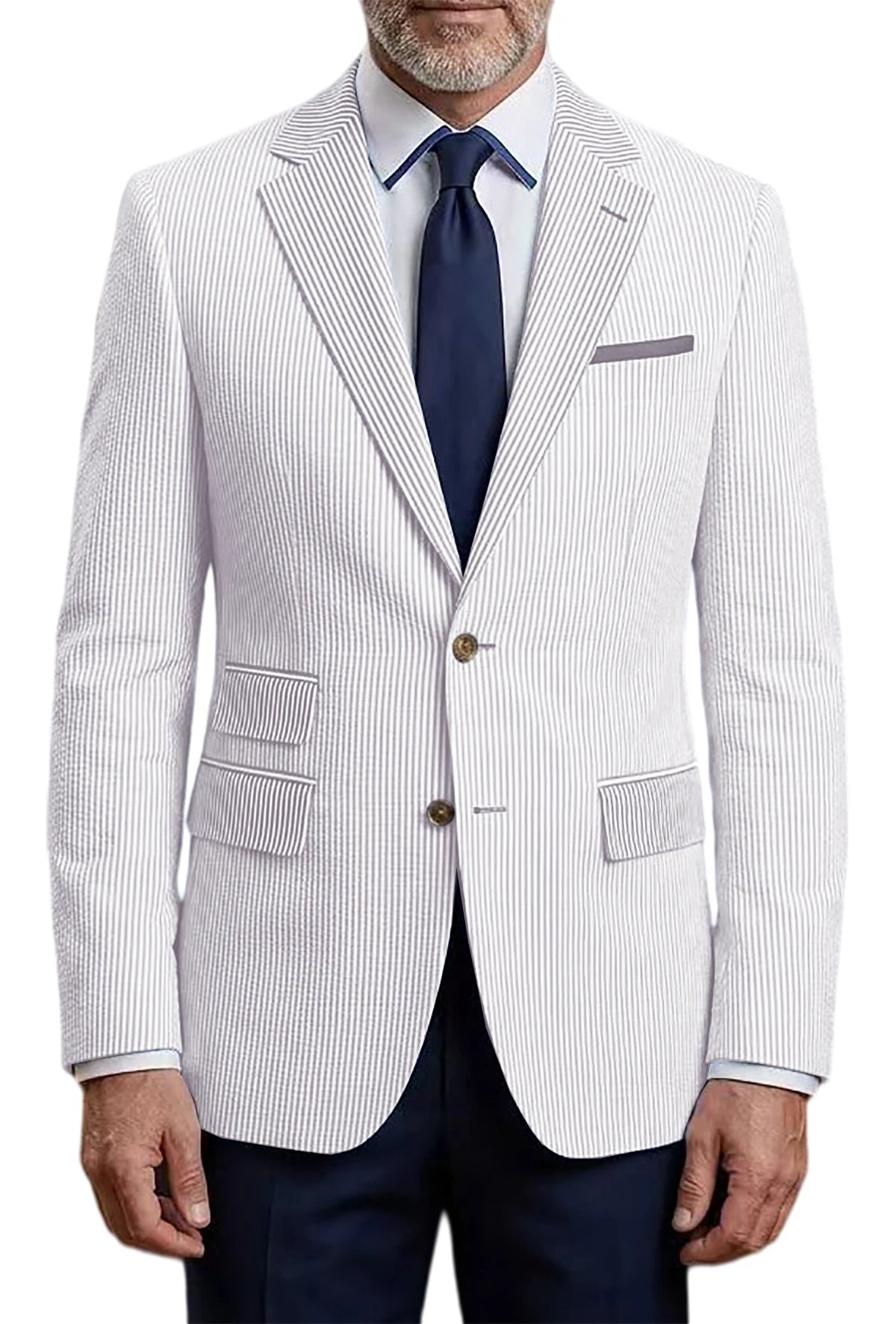 Blazer homme rayé en seersucker – CLEVI Paris