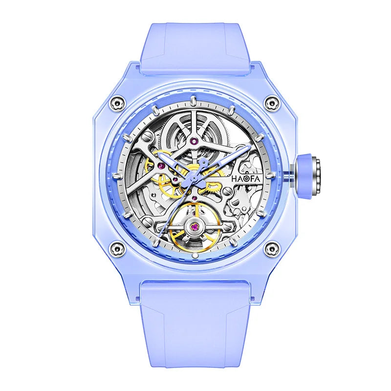 Montre Homme Automatique Squelette Boîtier Cristal Transparent Double Face Lumineux Haofa 2208 – CLEVI Paris