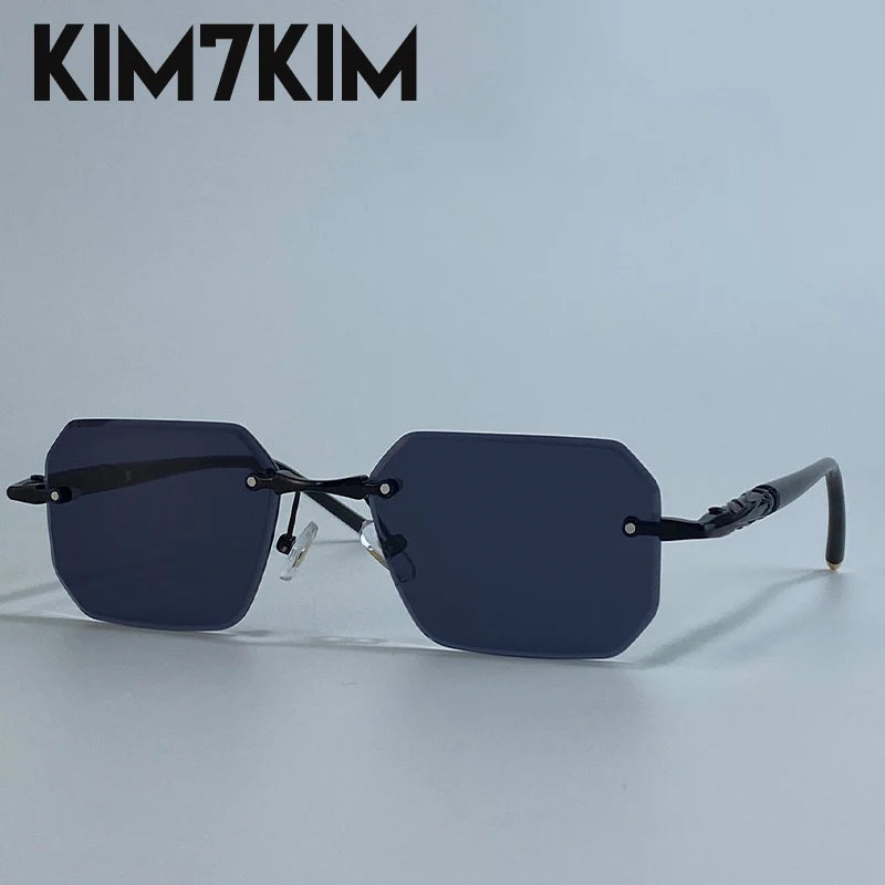Lunettes de Soleil Punk Sans Monture Carrées Homme – Style Steampunk Polygone UV400 – CLEVI Paris