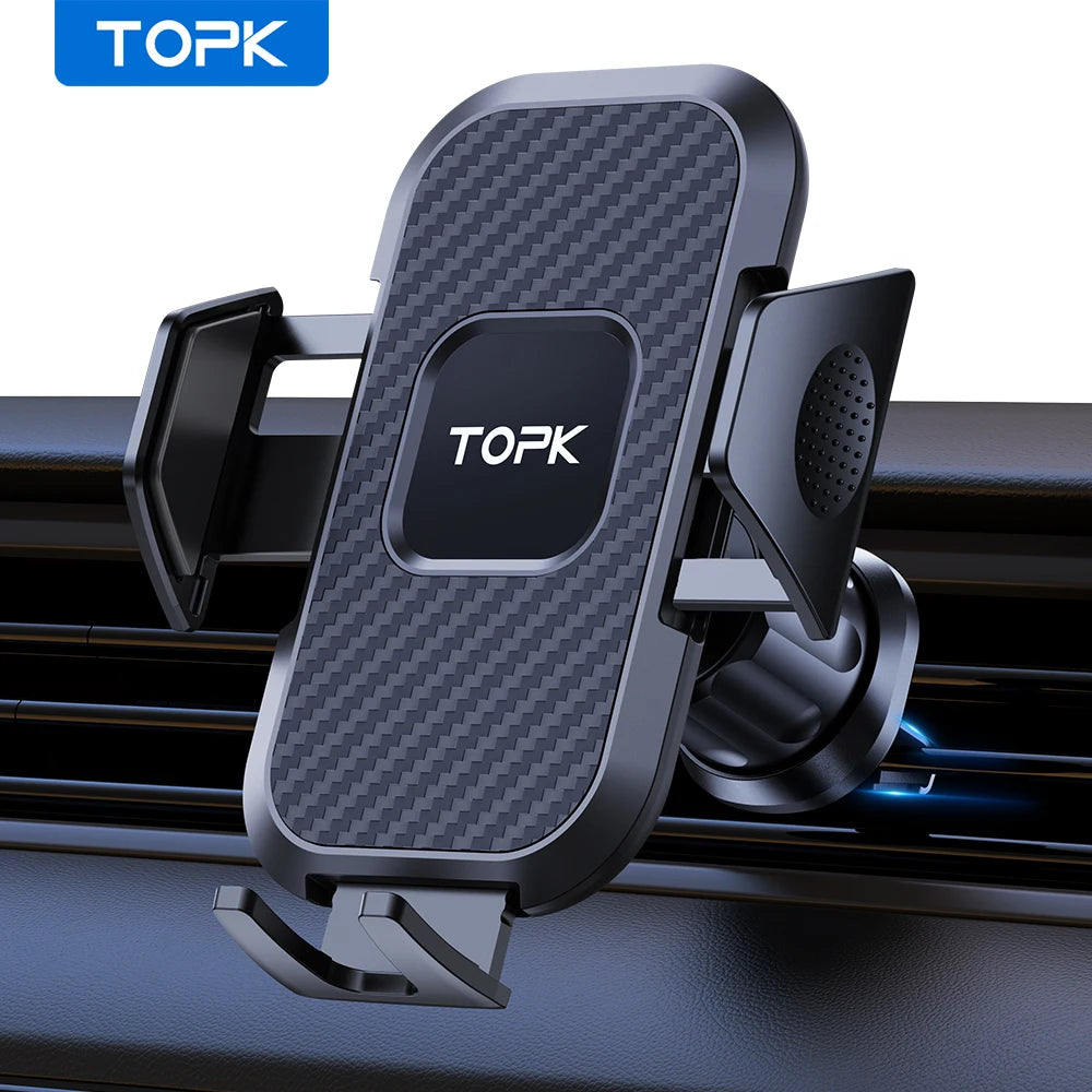Support Téléphone Voiture TOPK — Verrouillage Automatique, Rotation 360°, Grille d’Aération, Universel | CLEVI Paris