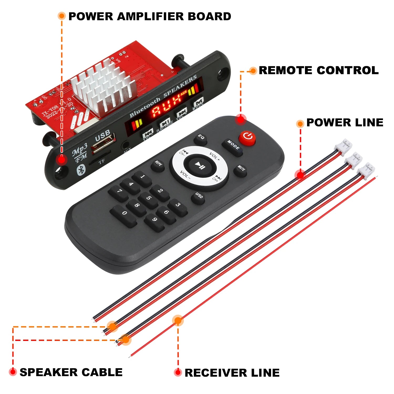 ARuiMei Carte Décodeur Amplificateur DIY Bluetooth 5.0 2x60W DC12V MP3 FLAC USB TF FM – CLEVI Paris