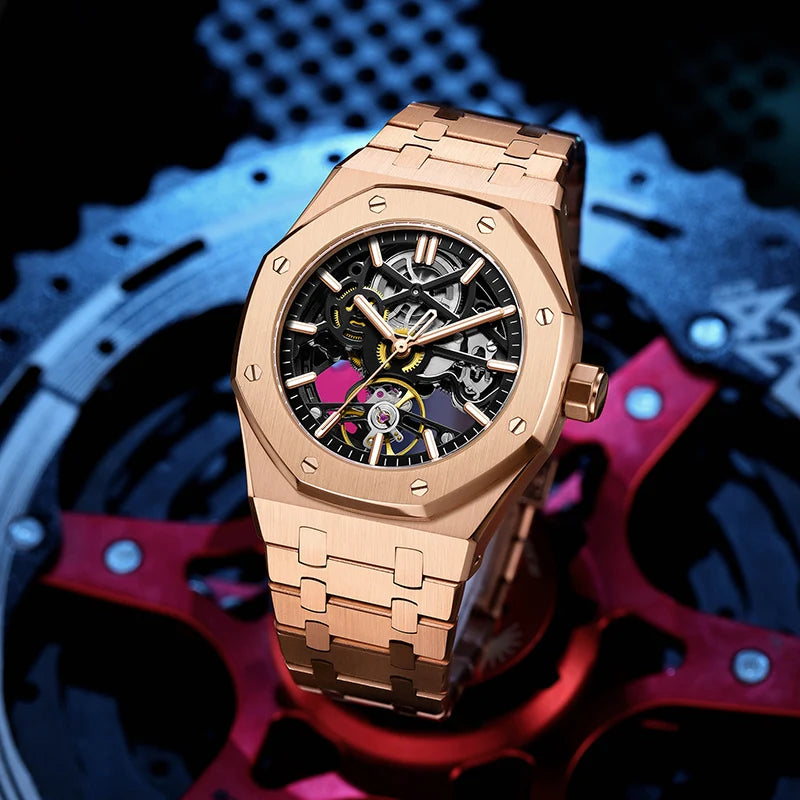 Montre Tourbillon Automatique Squelette Homme | Acier Inoxydable – CLEVI Paris