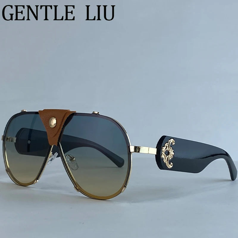 Lunettes de Soleil Oversize Steampunk Pilot Vintage | UV400 Goggle Shield Femme – CLEVI Paris