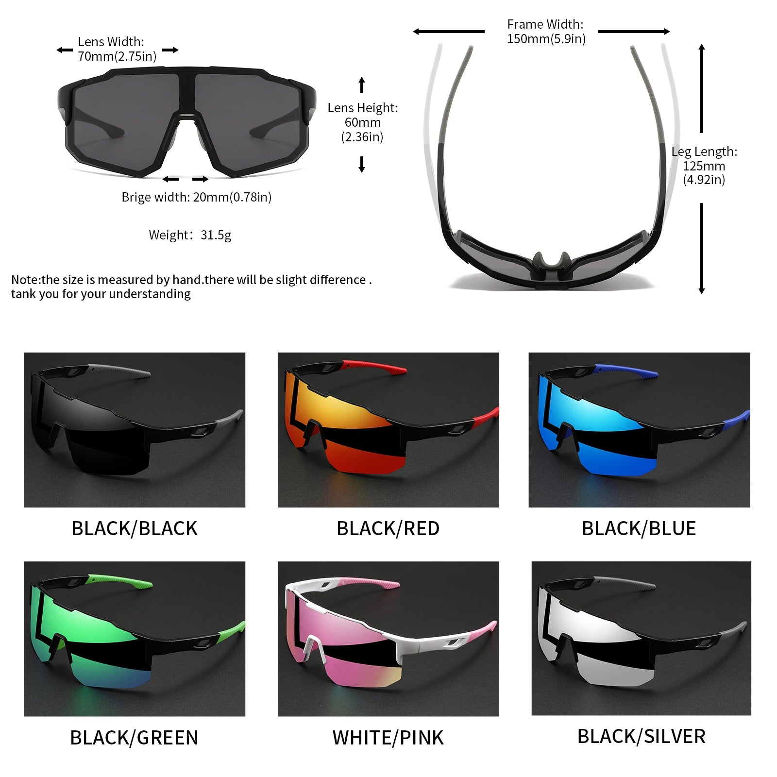 Lunettes de Soleil Sport Oversized Wraparound Unisexe UV400 Miroir – CLEVI Paris