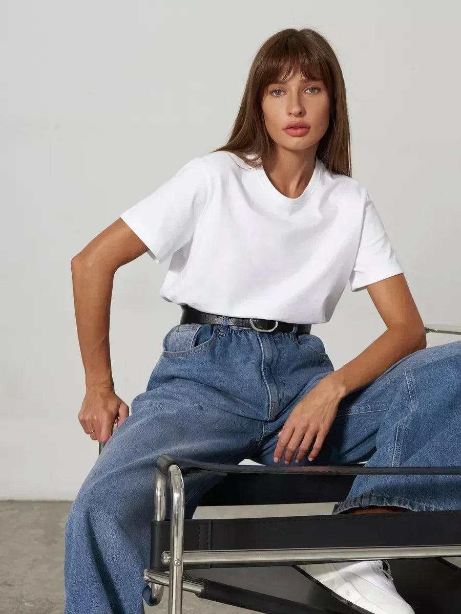 T-shirt Femme 100% Coton — Coupe Loose Manches Courtes | CLEVI Paris
