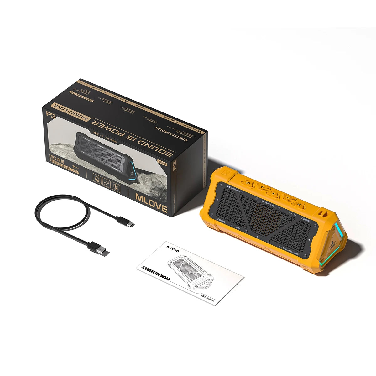 Enceinte Bluetooth Outdoor 40W – IP67, RGB 16,8M Couleurs, TWS, 12h | MLOVE P3