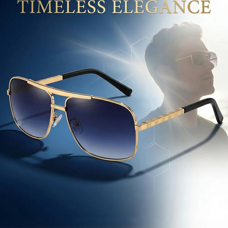 Lunettes de Soleil Carrées Vintage Retro UV400 Dégradé Monture Alliage Homme – CLEVI Paris
